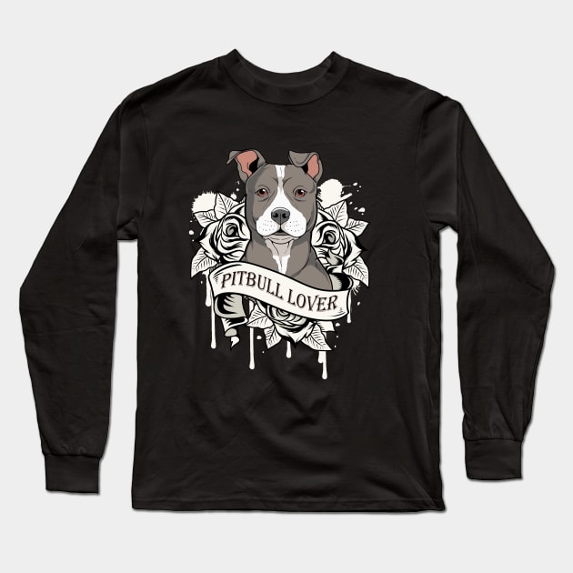 Awesome Pitbull Gift Print Pit Bull Lover Product Long Sleeve T-Shirt by Linco